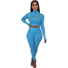 Load image into Gallery viewer, K.T.L. - Two Piece Casual Long Sleeve Crop Top &amp;  Legging Matching Set
