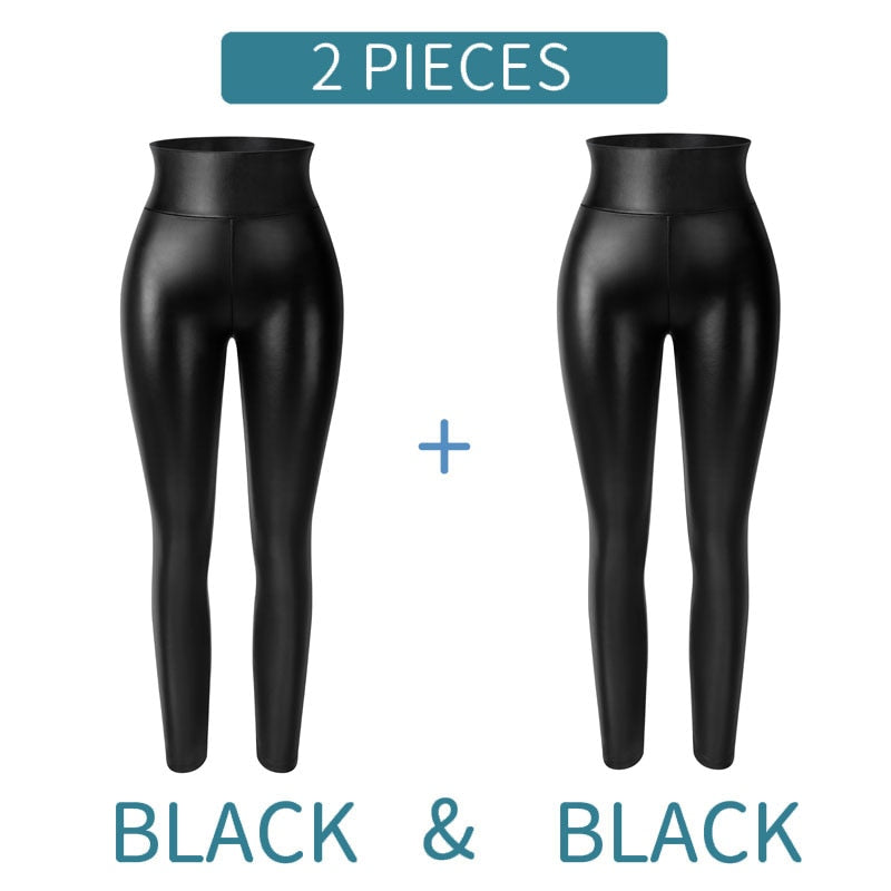 K.T.L. - High Waist Faux Leather Leggings