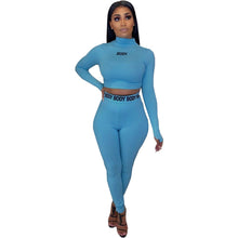 Load image into Gallery viewer, K.T.L. - Two Piece Casual Long Sleeve Crop Top &amp;  Legging Matching Set
