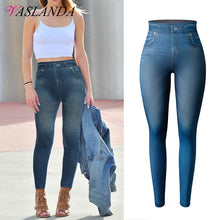 Load image into Gallery viewer, K.T.L. - Faux Denim High Waisted Jeggings
