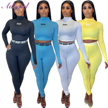 Load image into Gallery viewer, K.T.L. - Two Piece Casual Long Sleeve Crop Top &amp;  Legging Matching Set
