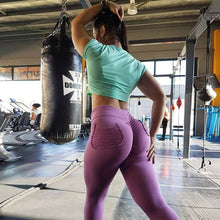 Cargar imagen en el visor de la galería, K.T.L. - High Waist Seamless Workout Pants With Pockets
