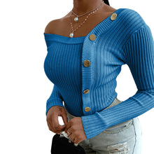 Cargar imagen en el visor de la galería, K.T.L. -Elegant Knitted Cold Shoulder Sweater
