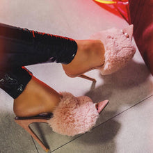 Load image into Gallery viewer, K.T.L. - Faux Fur High Heel Sandals
