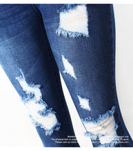 Load image into Gallery viewer, K.T.L. - Ultra Stretchy Blue Distressed Skinny Jeans
