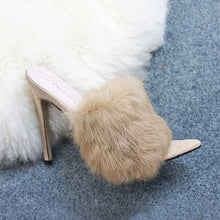 Load image into Gallery viewer, K.T.L. - Faux Fur High Heel Sandals
