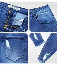 Load image into Gallery viewer, K.T.L. - Ultra Stretchy Blue Distressed Skinny Jeans
