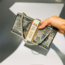 Load image into Gallery viewer, K.T.L. - &quot;Money&quot; Rhinestone $10,000 Stack of Cash Handbags
