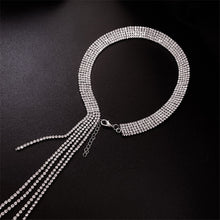 Load image into Gallery viewer, Rhinestones Long Tassel Style Necklace
