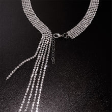 Load image into Gallery viewer, Rhinestones Long Tassel Style Necklace
