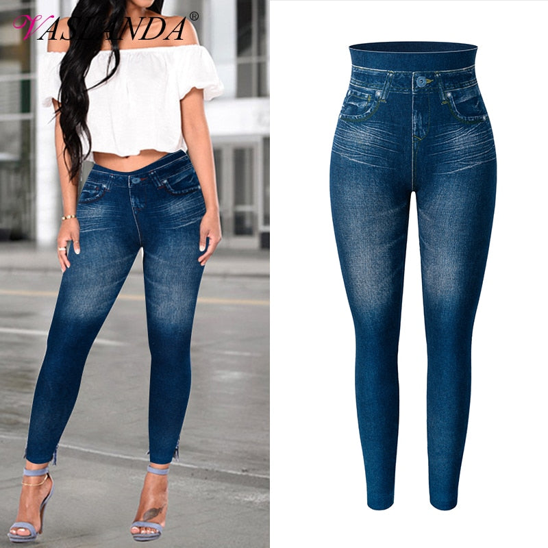 K.T.L. - High Waisted Denim Jean Leggings